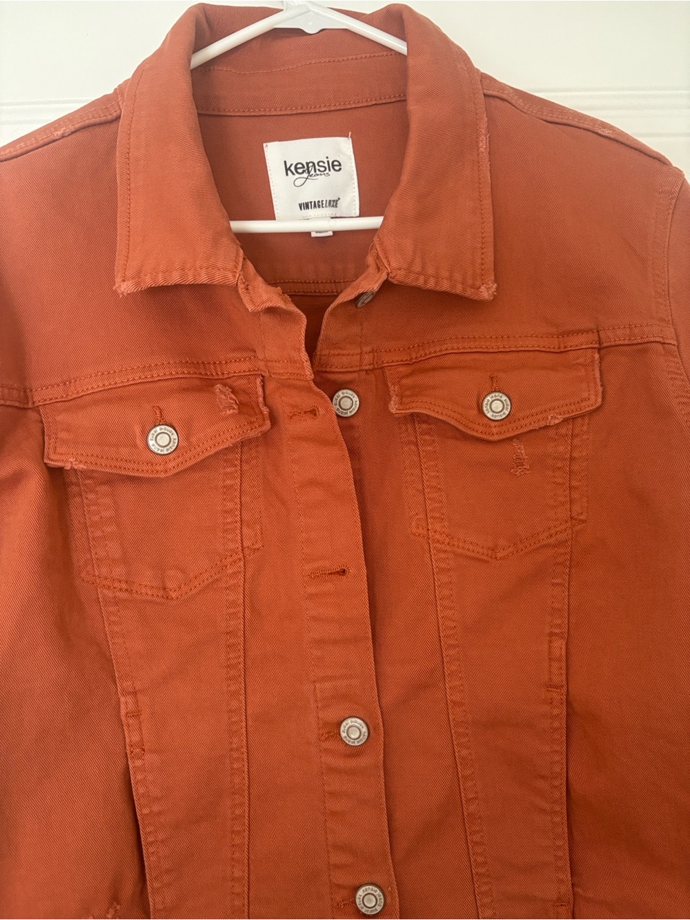 Kensie Rust Orange Denim Jean Jacket - Picture 4 of 8